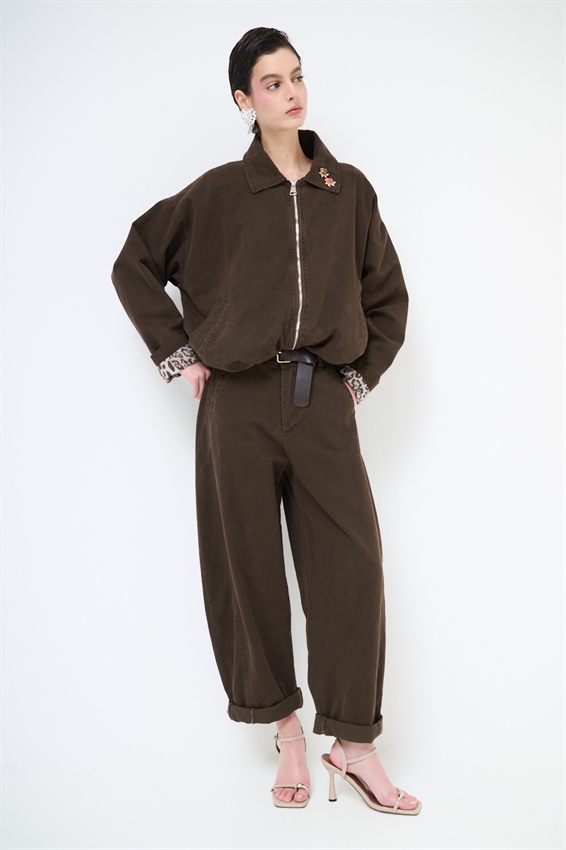 PANTALONE OVETTO DRILL LAVATO + CINTURA MORO