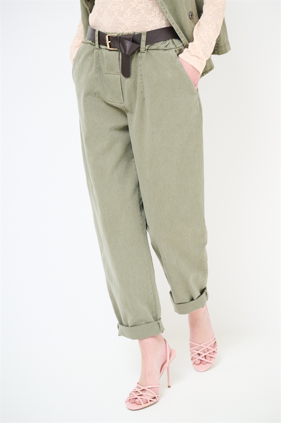 PANTA CHINOS FILETTI + BOTTONI VERDE MILITARE