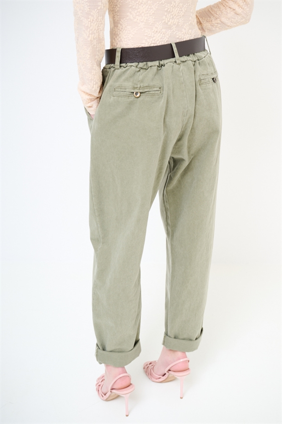 PANTA CHINOS FILETTI + BOTTONI VERDE MILITARE