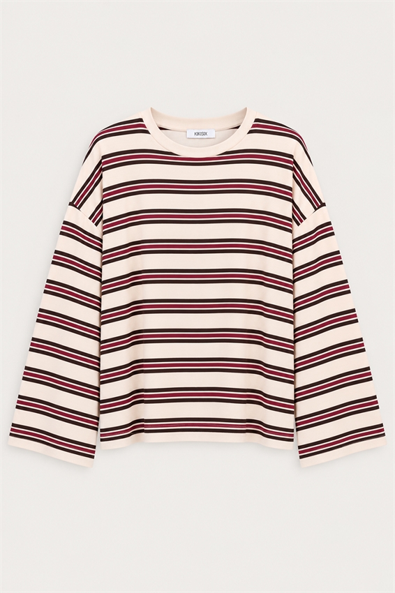 T-SHIRT SCATOLINA RIGA MANICA LUNGA