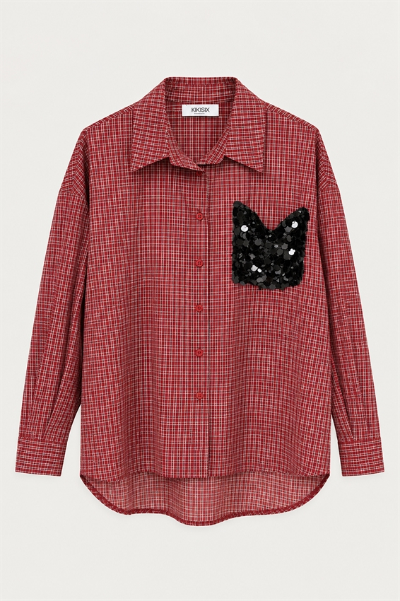 CAMICIA OVER CON TASCA PAILLETTES