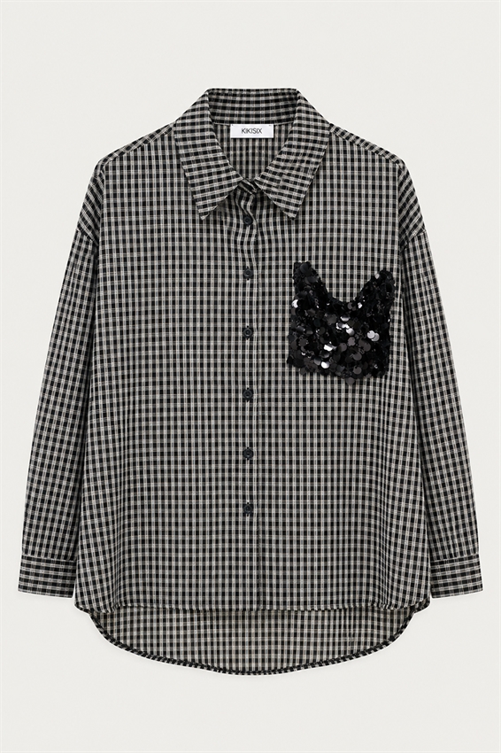 CAMICIA OVER CON TASCA PAILLETTES