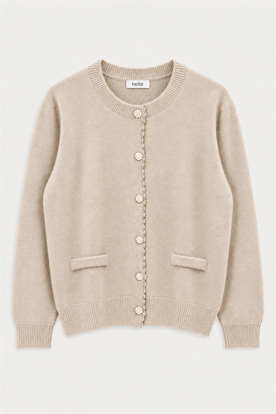 CARDIGAN BOTT.GIOIELLO MISTO LANA