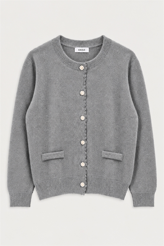 CARDIGAN BOTT.GIOIELLO MISTO LANA