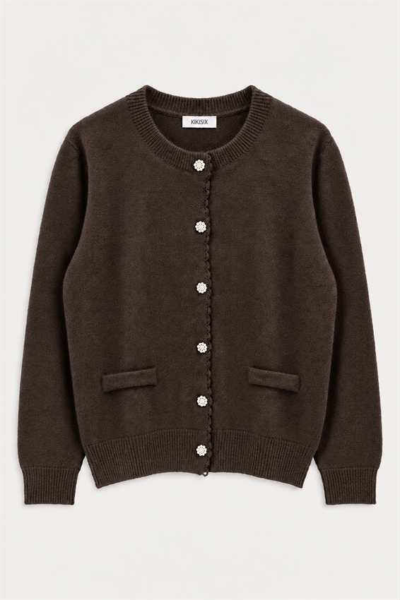 CARDIGAN BOTT.GIOIELLO MISTO LANA