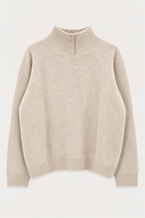 MAGLIA MEZZO COLLO + BOTTONI MISTO LANA