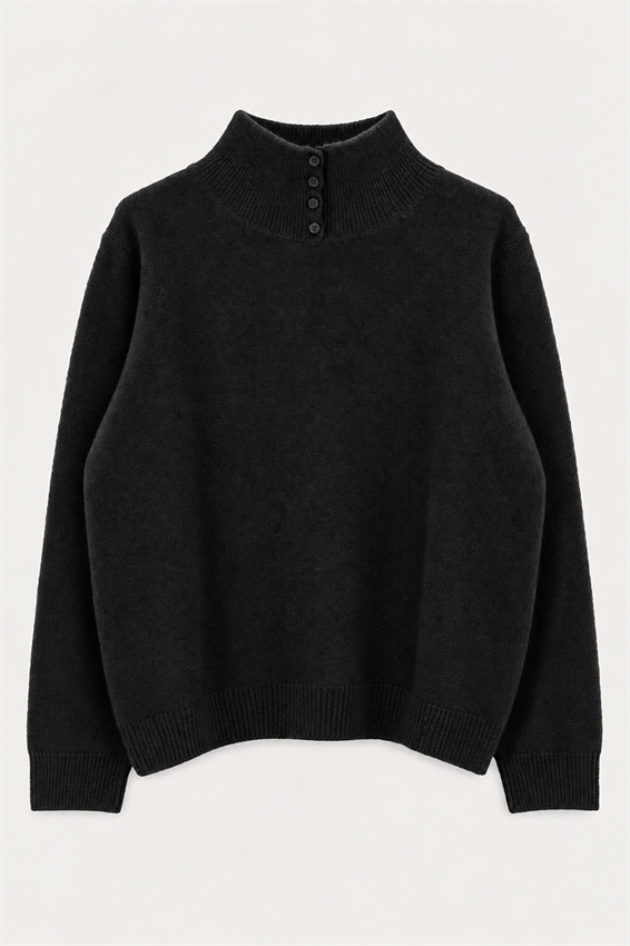 MAGLIA MEZZO COLLO + BOTTONI MISTO LANA