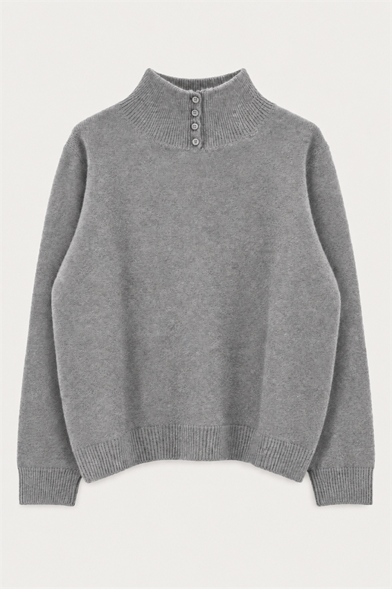 MAGLIA MEZZO COLLO + BOTTONI MISTO LANA