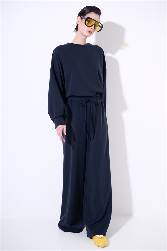 PANTAPALAZZO IN FELPA MODAL CON COULISSE BLU