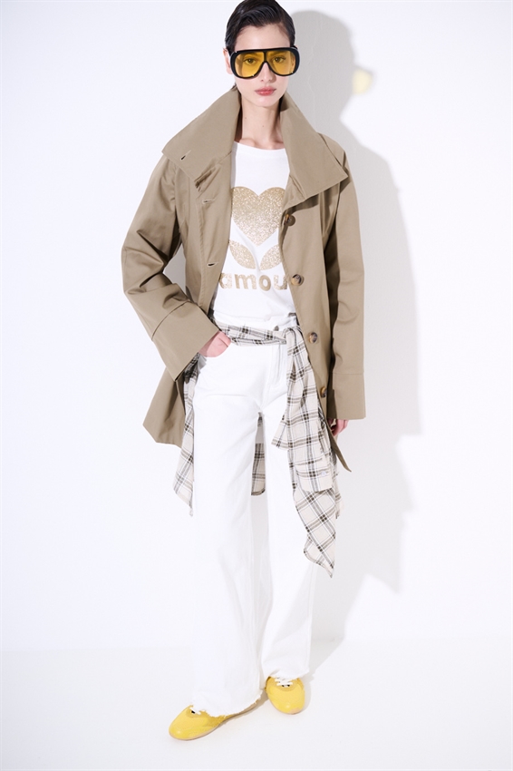 TRENCH MIDI CON COLLO ALTO E CINTURA ARMY