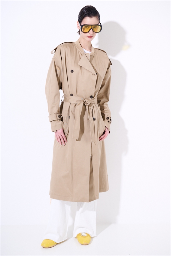 TRENCH LUNGO CON FODERA OXFORD CAMMELLO