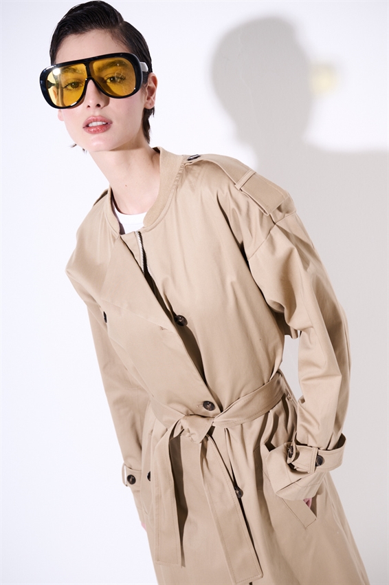 TRENCH LUNGO CON FODERA OXFORD CAMMELLO