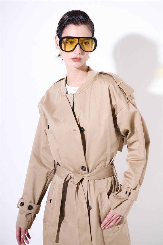 TRENCH LUNGO CON FODERA OXFORD CAMMELLO