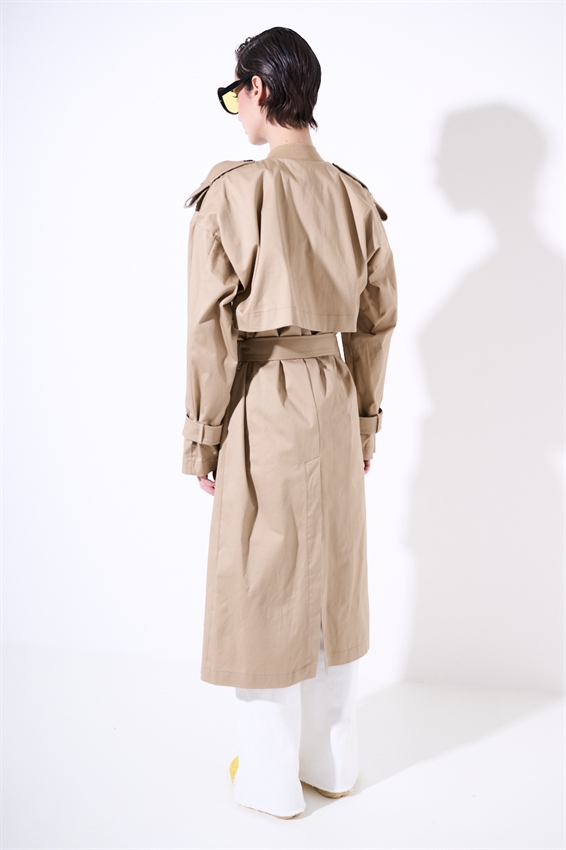 TRENCH LUNGO CON FODERA OXFORD CAMMELLO
