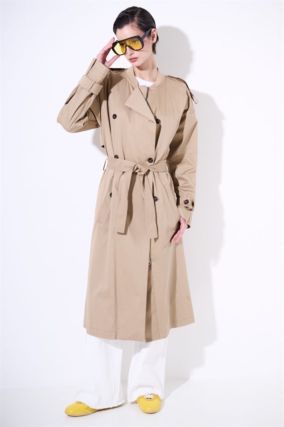 TRENCH LUNGO CON FODERA OXFORD CAMMELLO