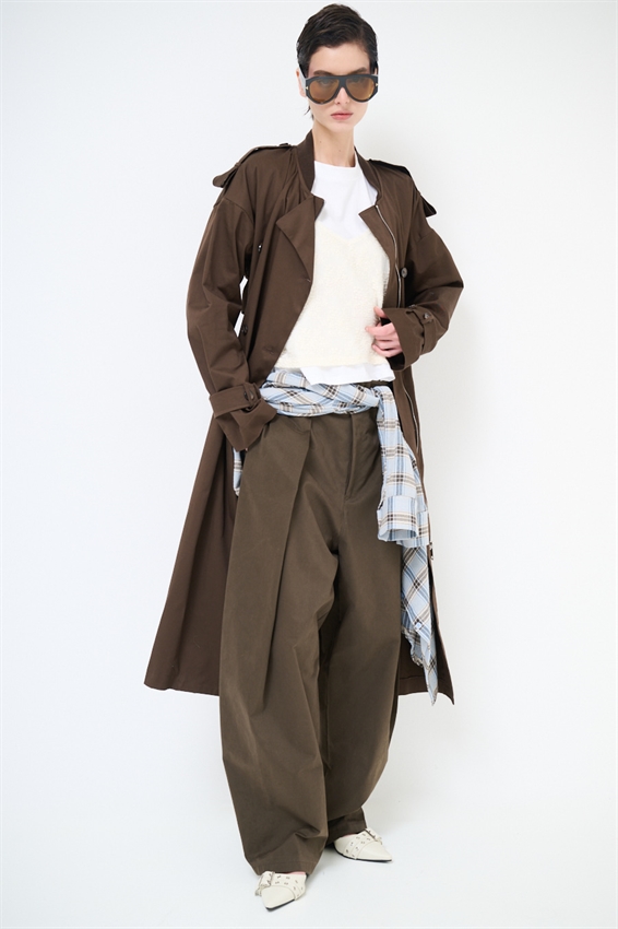 TRENCH LUNGO CON FODERA OXFORD MORO
