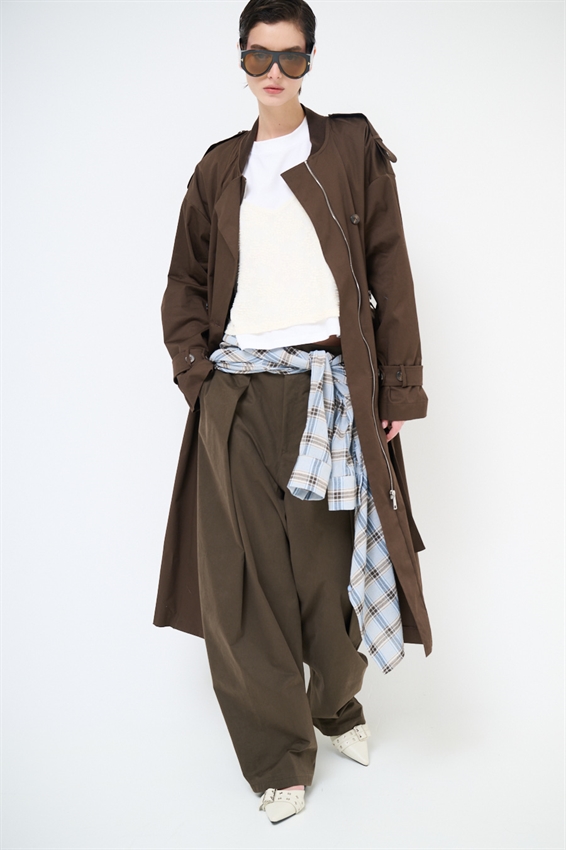 TRENCH LUNGO CON FODERA OXFORD MORO