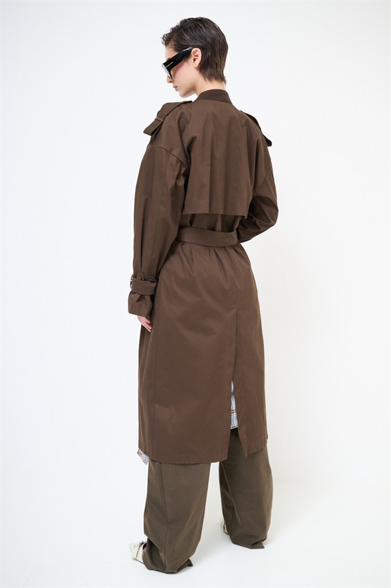 TRENCH LUNGO CON FODERA OXFORD MORO