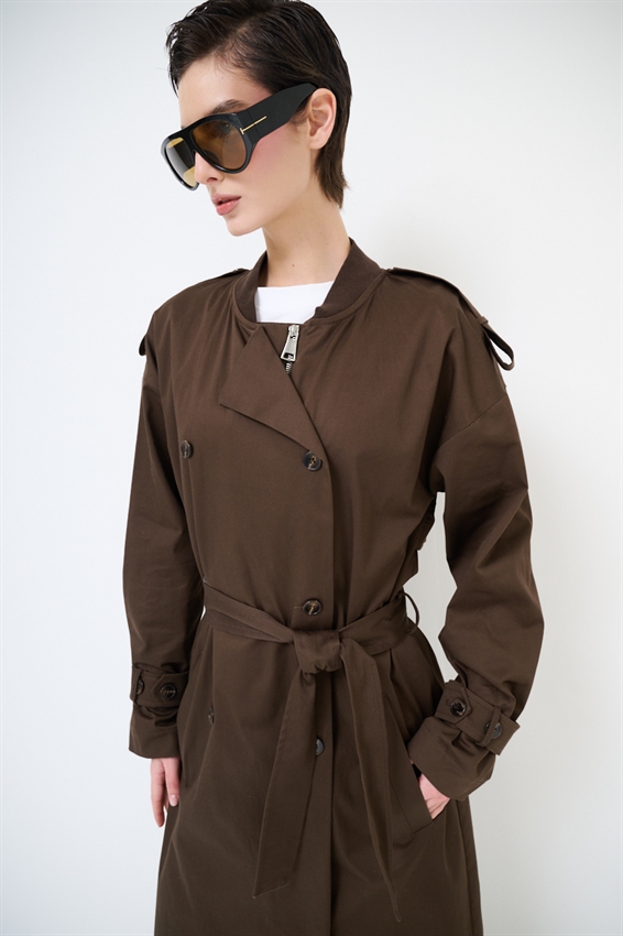 TRENCH LUNGO CON FODERA OXFORD MORO