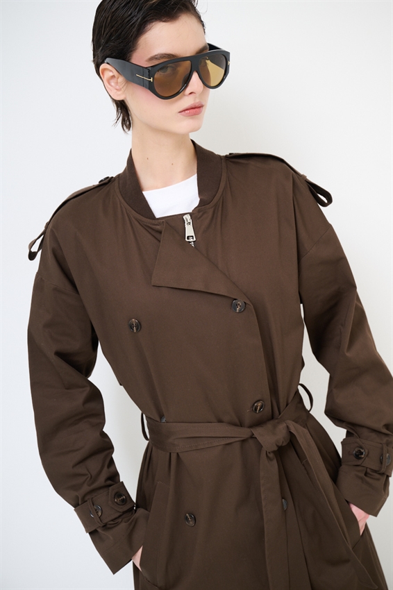 TRENCH LUNGO CON FODERA OXFORD MORO