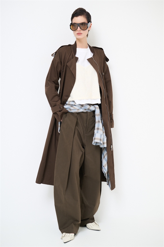 TRENCH LUNGO CON FODERA OXFORD MORO