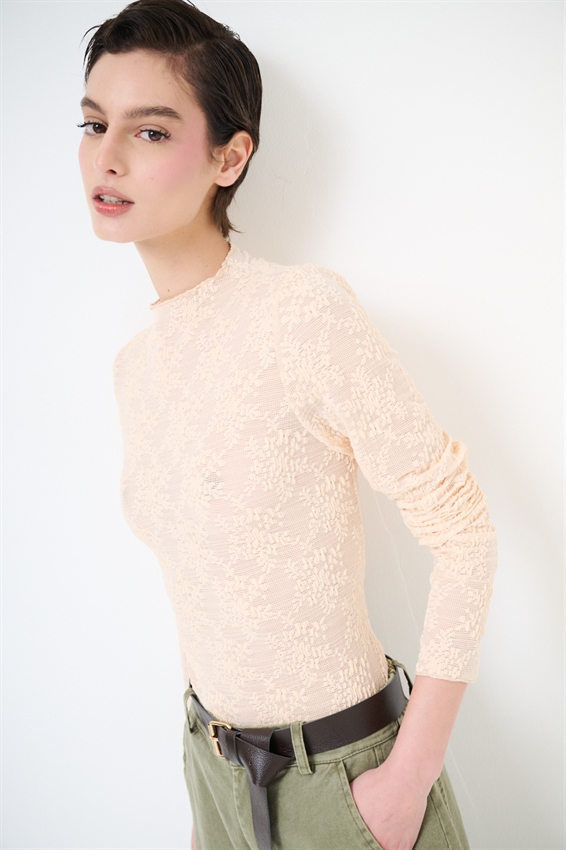 TOP IN PIZZO MANICA LUNGA STRETCH PESCA