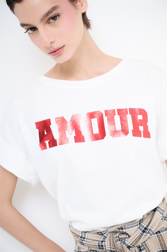 T-SHIRT STAMPA AMOUR ROSSO