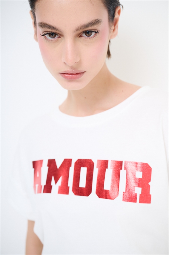 T-SHIRT STAMPA AMOUR ROSSO