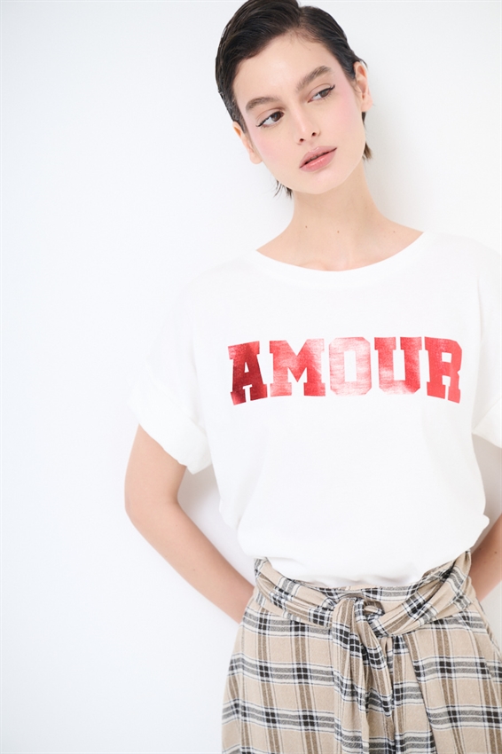 T-SHIRT STAMPA AMOUR ROSSO