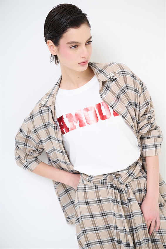 T-SHIRT STAMPA AMOUR ROSSO