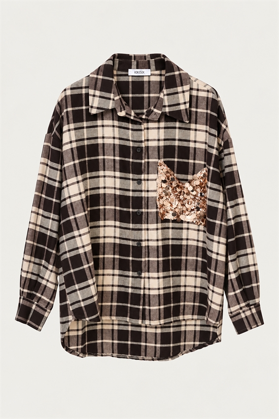 CAMICIA OVER CHECK CON TASCA