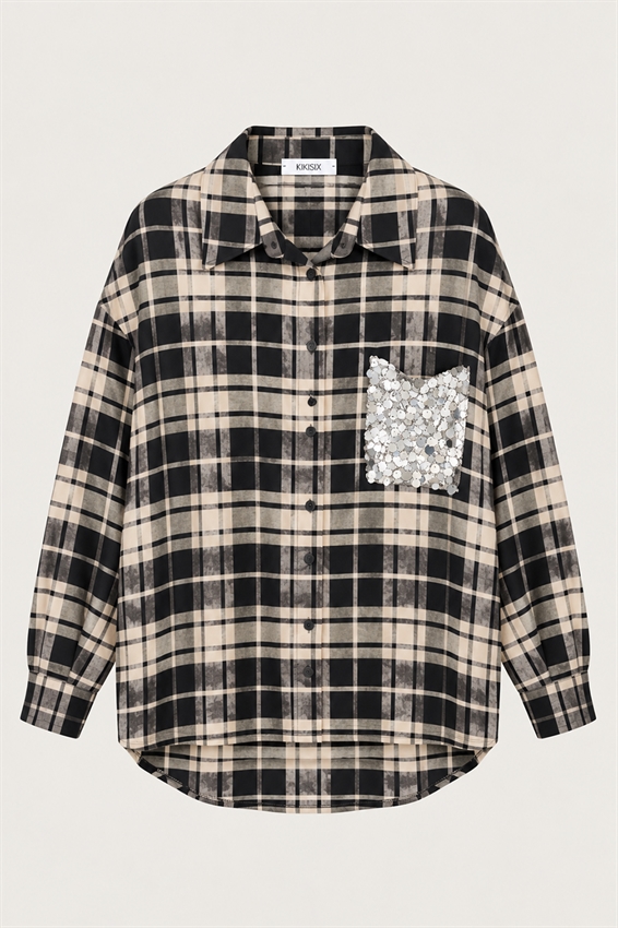CAMICIA OVER CHECK CON TASCA