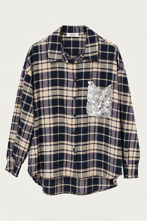 CAMICIA OVER CHECK CON TASCA