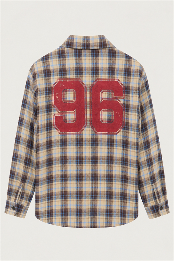 CAMICIA CHECK CON SPALLINE STAMPA