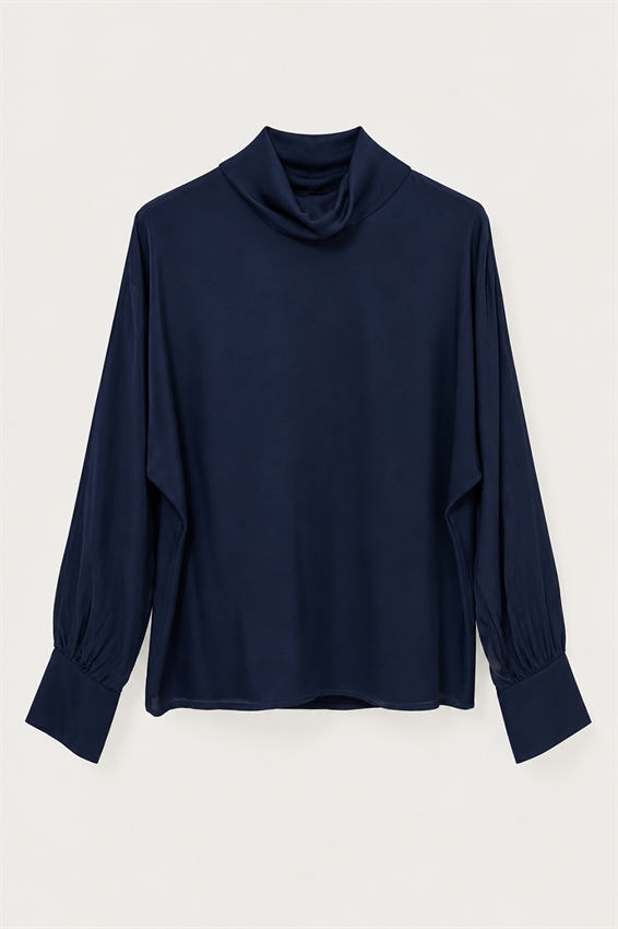 BLUSA COLLO ALTO RASO