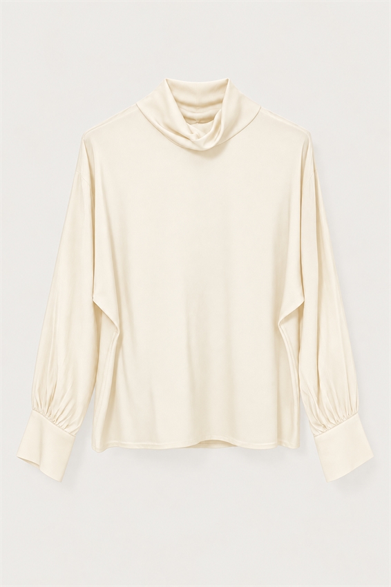 BLUSA COLLO ALTO RASO