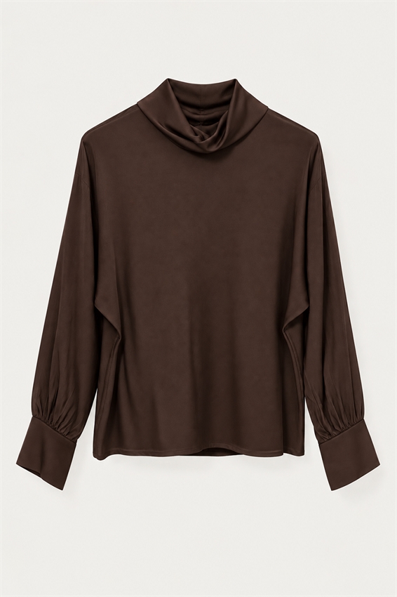 BLUSA COLLO ALTO RASO