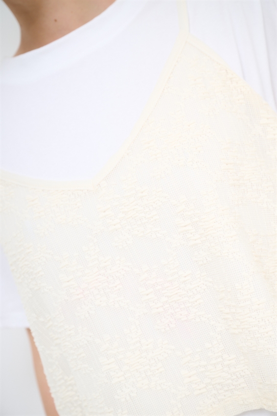 T-SHIRT + TOP PIZZO SOVRAPPOSTO BURRO