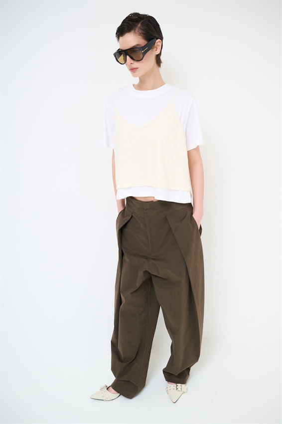 T-SHIRT + TOP PIZZO SOVRAPPOSTO BURRO