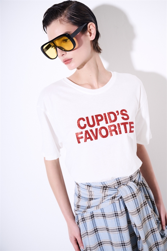 T-SHIRT OVER STAMPA CUPIDO BIANCO