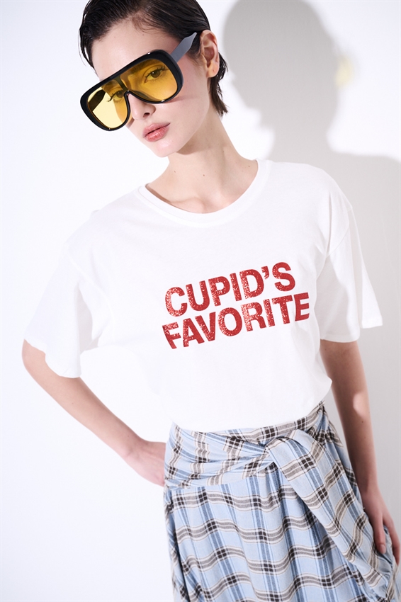 T-SHIRT OVER STAMPA CUPIDO BIANCO