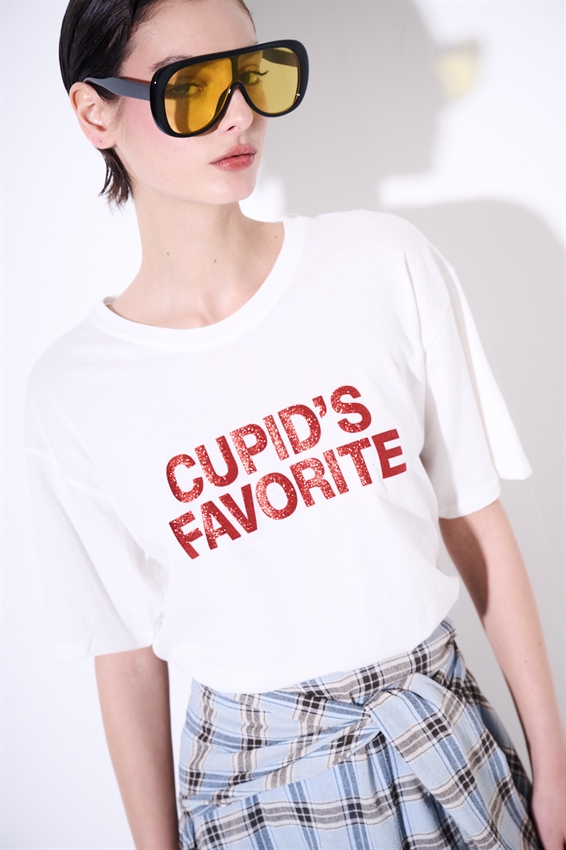 T-SHIRT OVER STAMPA CUPIDO BIANCO