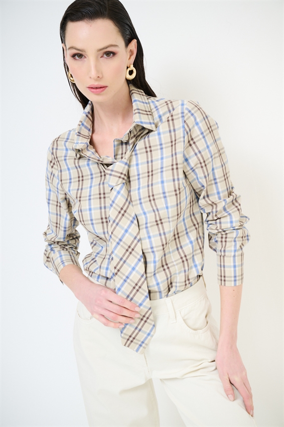 CAMICIA SLIM A FANTASIA CON CRAVATTA QUADRATO