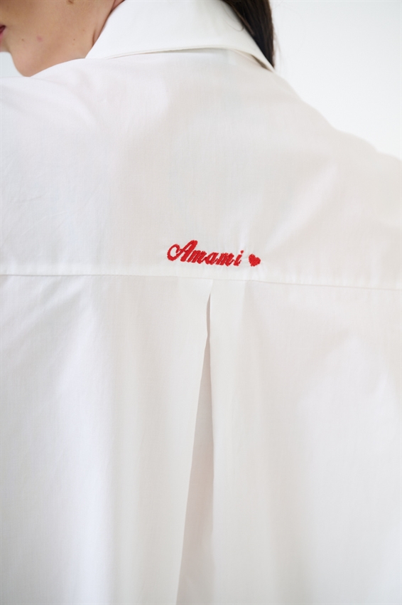 CAMICIA OVER CON RICAMO AMAMI SUL RETRO PANNA