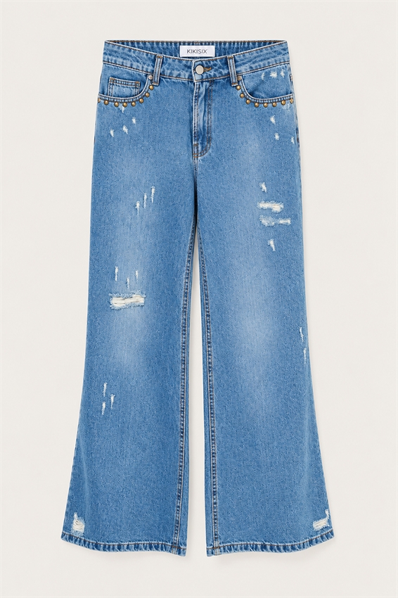 JEANS DRITTO 5 TASCHE CON BORCHIE