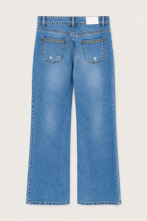 JEANS DRITTO 5 TASCHE CON BORCHIE