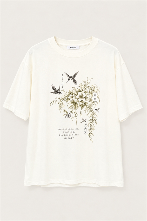 T-SHIRT CON STAMPA FIORI JAPAN