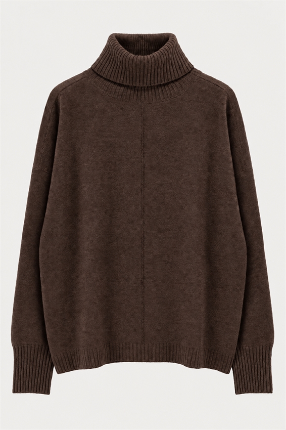 MAGLIA COLLO ALTO CON RIGA DAV. MISTO CASHMERE