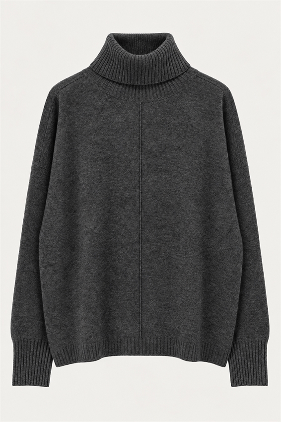 MAGLIA COLLO ALTO CON RIGA DAV. MISTO CASHMERE