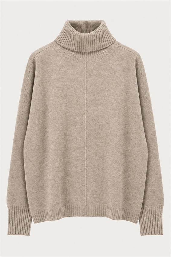 MAGLIA COLLO ALTO CON RIGA DAV. MISTO CASHMERE